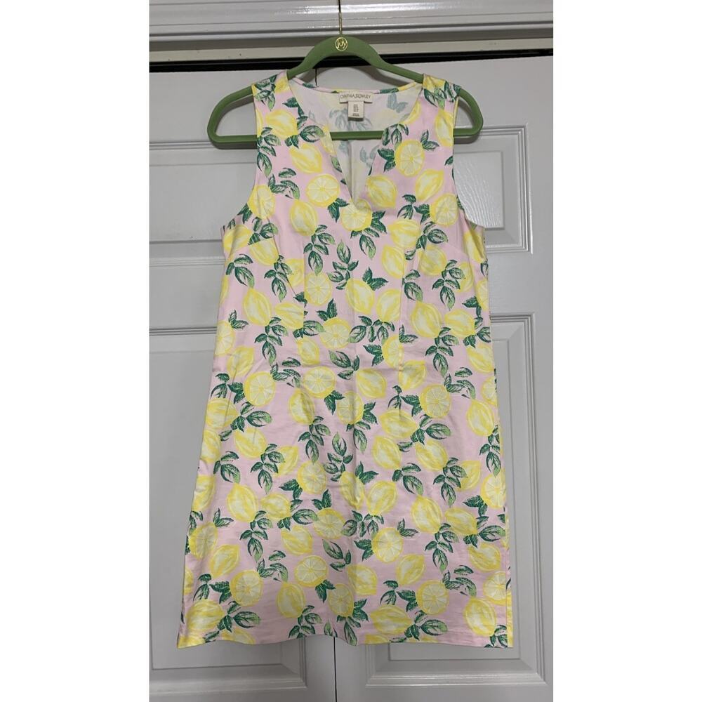 Cynthia Rowley‎ Pink Lemon Print Dress Stretch Sleeveless Sheath Womens Sz 8